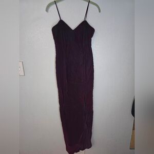 Vintage 90s Red Burgundy Dark Romantic Gothic Prom Dress Size 3/4 Velvet Gown *r